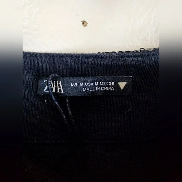 Women's Zara Black Mini Dress Size Medium with Shoulder Strap Detail - Picture 4 of 8